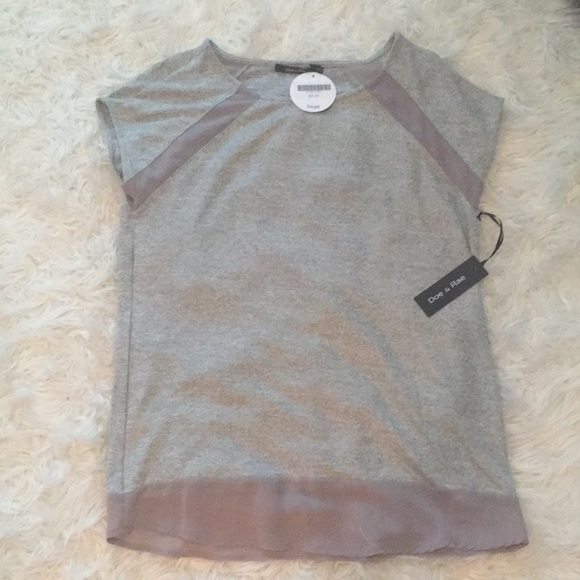 NWT, Doe and Rae, Women’s,‎ size S, flowy blouse, silver shimmer, gray mesh - Picture 4 of 11